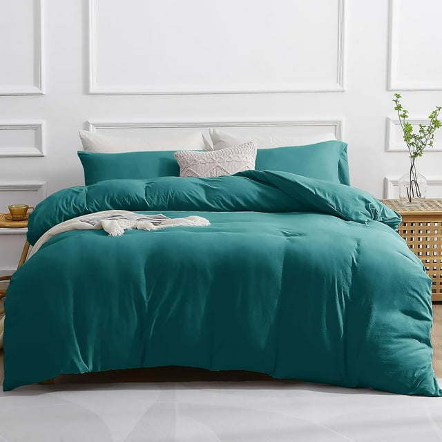 Duvet Cover Queen Piece Prewashed Ultra Soft Queen Bedding Set Features Zipper Closure and Corner Ties Includes Duvet Cover x & Pillowcases No Comforter