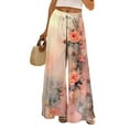 thumbnail image 2 of Dress Pants Women Petite High Waisted Wide Leg Summer Beach Vacation Pants Boho Lounge Casual Palazzo Trousers, 2 of 7