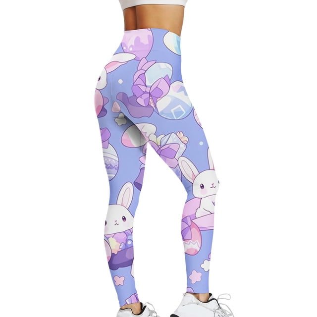 2024 Femmes Décontracté Extensible Pâques Imprimé Leggings de Yoga Polyester Rehausse-Fesses pour Mise en Forme