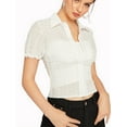 thumbnail image 2 of Lovito Casual Collar See Through Sleeve Hem Elastic Women Blouse, 2 of 5
