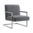 thumbnail image 2 of Posh Living Xzavier Velvet Upholstered Accent Chair in Gray/Chrome, 2 of 8
