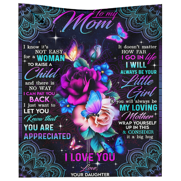 Gifts for Mom, Mom Gifts, Mom Birthday Gifts, Christ-mas Gifts for Mom from  Daughter, Mom Gifts from Son, I Love You Mom Blanket, Soft Flower Throw