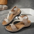 thumbnail image 5 of Women's Sandals Comfy Arch Support Orthopedic Walking Shoes Hook and Loop Open Toe Strappy Slingback Beach Shoes Khaki Size 7, 5 of 8
