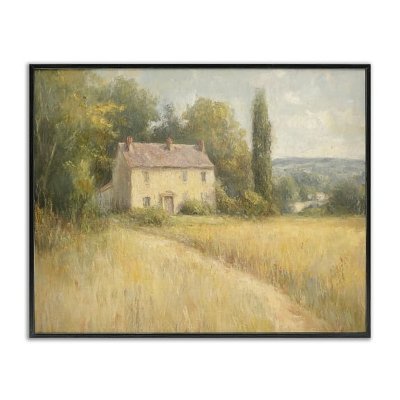 Stupell Industries Hide Away Cottage House Landscape & Nature Painting Black Framed Art Print Wall Art, 14 x 11