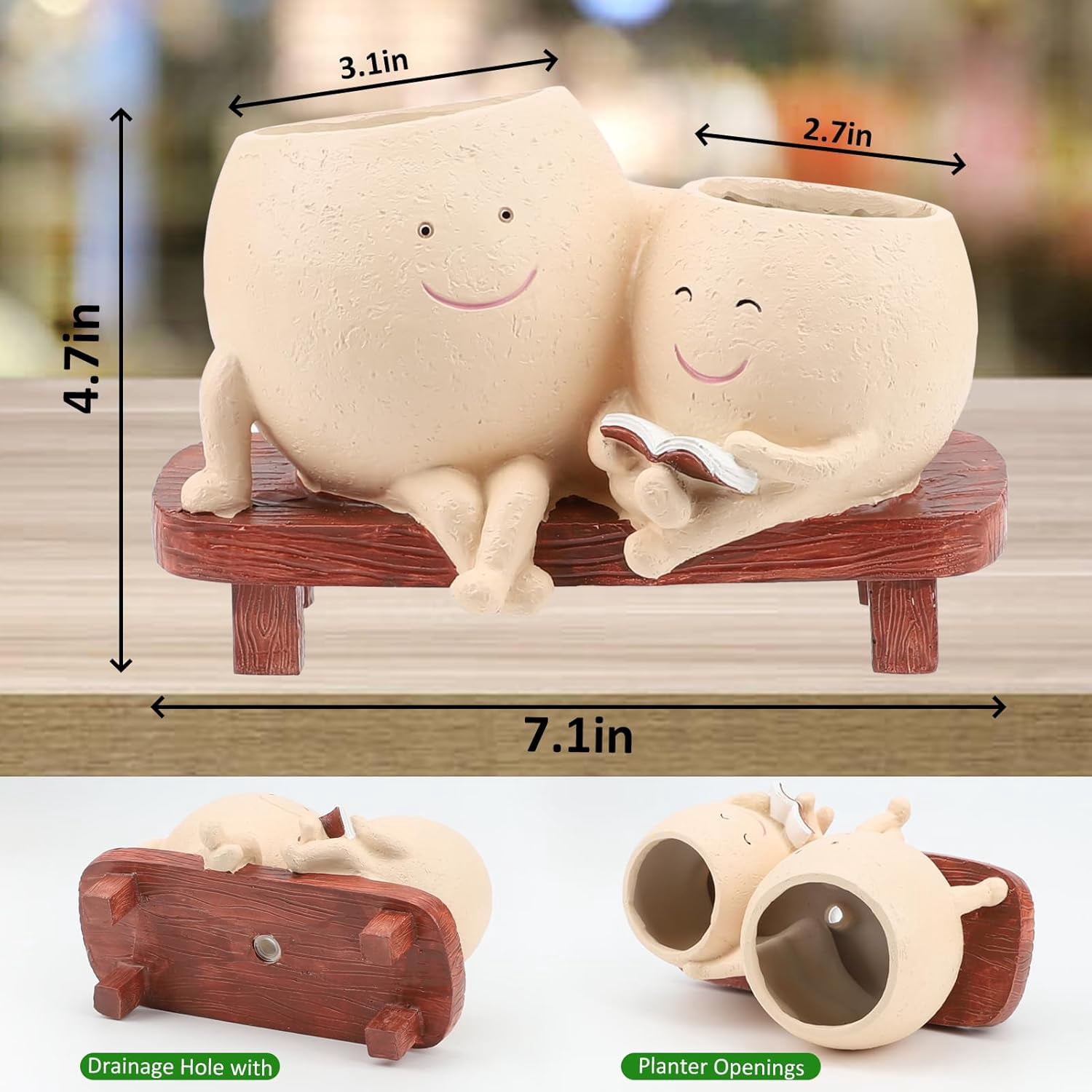 Senya Smiley Face Planter Pots for Plants, Indoor Outdoor Unique Chair Flower Pots, Modern Lady Head Vase Girl Face Planter 7.1x3.2x4.7in