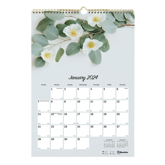 2024 Blueline Romantic 12" x 17" Monthly Wall Calendar (C173122)
