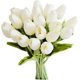 thumbnail image 1 of 20 piezas de flores blancas, flores artificiales de seda de tulipán para el día de Pascua, tulipanes falsos (hy), 1 of 3