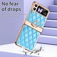 thumbnail image 7 of Elehold Diamond Bling Glitter Luxury Leather Plating Case Compatible Samsung Z Flip 4 6.7 inch Leather and TPU provide your Phone Shockproof Ring Stand,Blue, 7 of 7