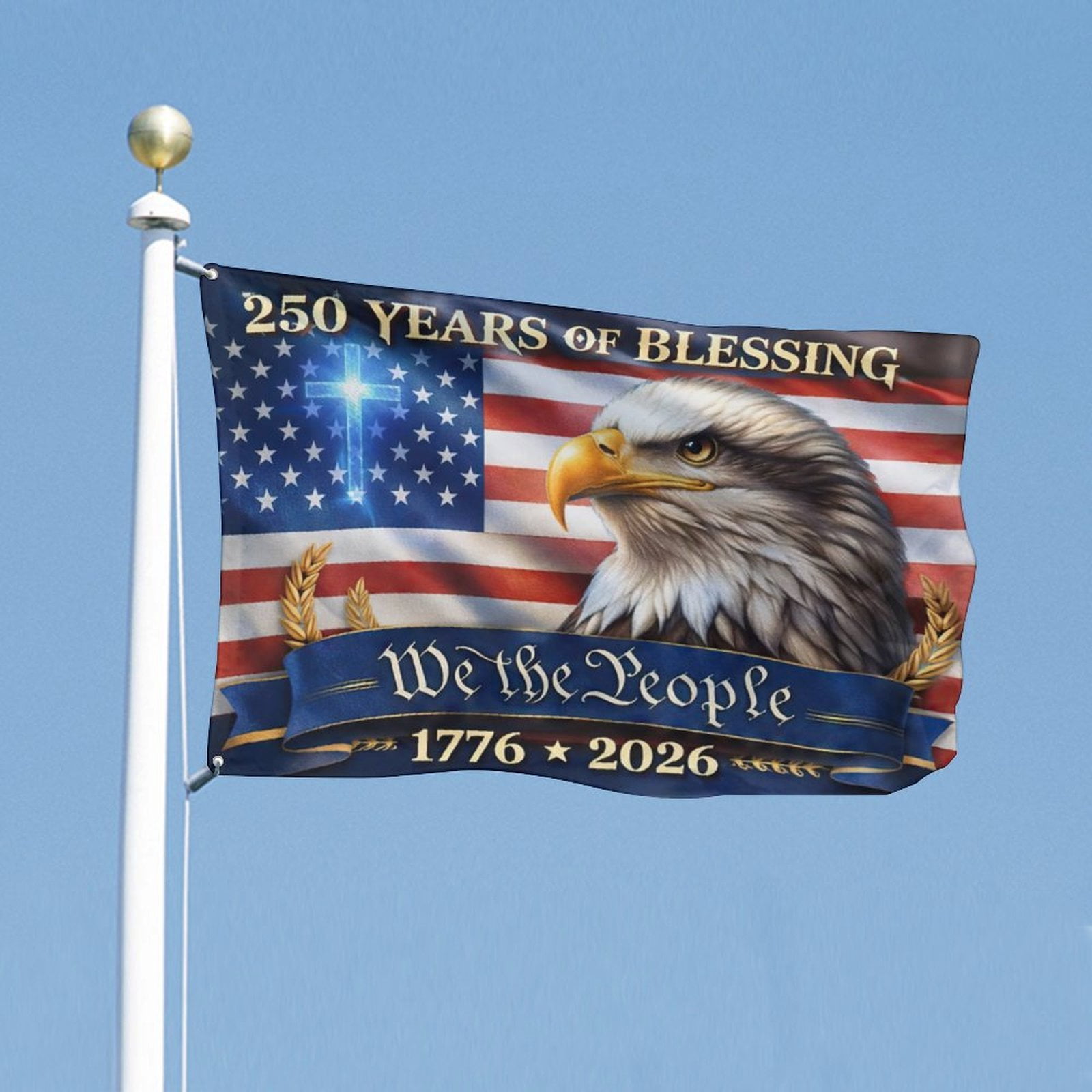 Patriotic 250 Years of Blessing We Thepeople Flag 4x6 ft Double-Sided 1776–2026, American History Banner, USA Semiquincentennial 4th of July Flag