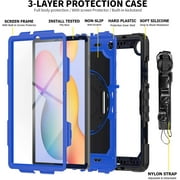 Galaxy Tab S6 Lite 10.5 Case, P610 615 Case, Allytech Silicone Impact-Resistant Kids Friendly With Shoulder Strap Kickstand Shockproof Case Cover for Samsung Galaxy S6 Lite 10.4, Blue