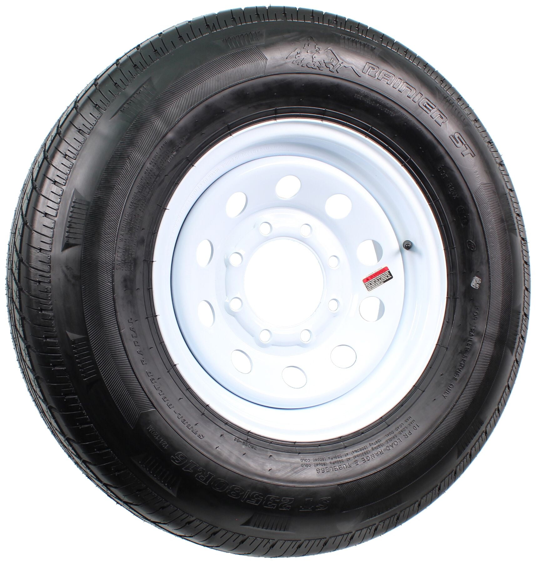 White Rim Radial Trailer Tire, ST235/80R16 Load E, Pre
