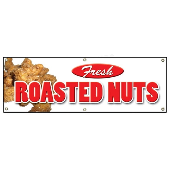 72" ROASTED NUTS BANNER SIGN fresh hot signs stand