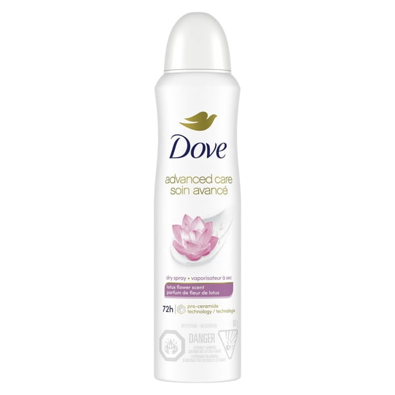 Dove Advanced Care Antiperspirant Deodorant Dry Spray Lotus Flower, 107 g