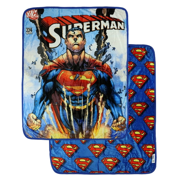 DC Comics Superman Blanket Double Sided Silk Touch Throw 50" X 60"