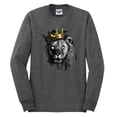 thumbnail image 2 of Wild Bobby, King Lion with Gold Crown Art, Animal Lover, Men Long Sleeve Shirt, Heather Black, X-Large, 2 of 4