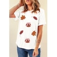 thumbnail image 6 of Women's White Sequined Pumpkin Leaves Fall Vibe Graphic T-Shirt | [ZhiHiMeRi] | 2XL, 6 of 8