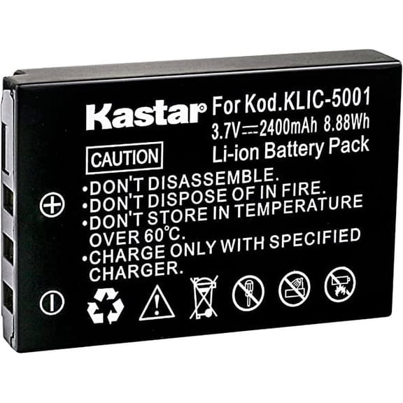 Kastar Rechargeable Battery K5001 Replacement for Kodak KLIC-5001 Battery and Kodak EasyShare DX6490 DX7440 DX7590 DX7630 P712 P850 P880 Z730 Z760 Z7590 Digital Cameras