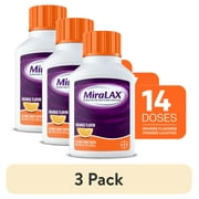 (3 pack) MiraLAX Laxative Powder for Gentle Constipation Relief, PEG 3350, Orange Flavor, 14 Dose