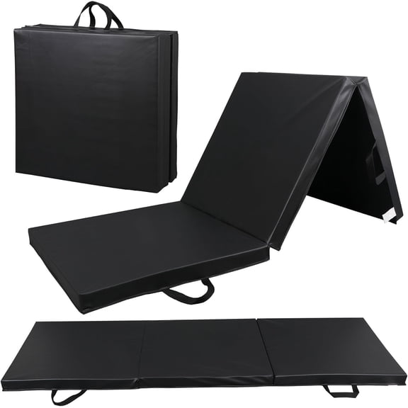 6' x 2' x 2" PU Leather Exercise Tri-Fold Gym Fitness Mat For Gymnastics, Aerobics, Yoga, Martial Arts