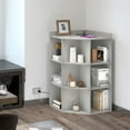 thumbnail image 2 of Hironpal Corner Cabinet,3-Tier Storage Shelf with USB Port and Socket, Corner Storage with 9 Cubes Triangle Design, Gray, 2 of 8