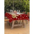 thumbnail image 2 of Outdoor Tablecloth with Umbrella Hole and Zipper, Merry Christmas Red Rectangle Table Cloth 60x102 Inch Waterproof Tablecloth, Xmas Snowflakes Polka Dot New Year Picnic Table Cover for Patio Camping, 2 of 7