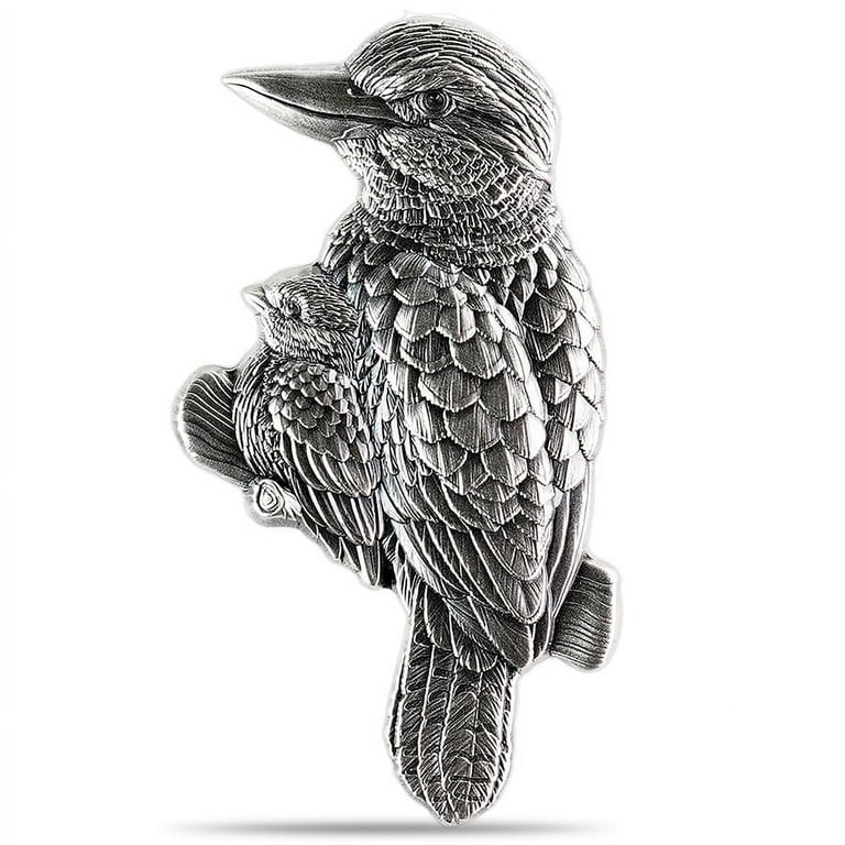 専用silver925 刻印 銀細工鳥置物67g トヒト　東S8-0429☆2F 2024 Chad 1 oz Silver Kookaburra Shaped High Relief Coin .999 Fine