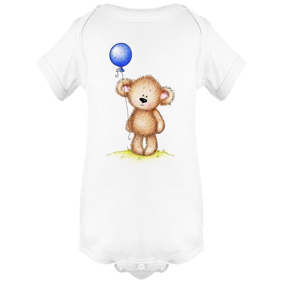Teddy Bear With Blue Balloon Bodysuit Baby's -Image by Shutterstock