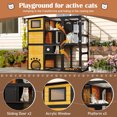 thumbnail image 4 of Outdoor 4 Tiers Cat Enclosures, Large Cat Catio House with Weatherproof Roof, Walk in Cat Cage with Insulated Warm Cabin, Window, 3 Platforms and 2 Sliding Doors, 77"H, 4 of 7