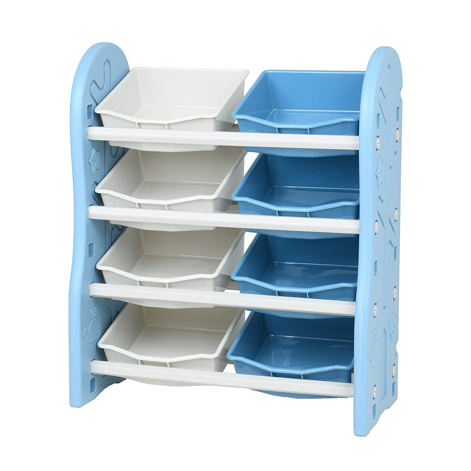 Uenjoy 2 in 1 Kids Toy Storage Rack with Bookshelf &8 Large Storage Drawers,Suitable for Boys Girls Bedroom and Kindergarten Safe Material-Blue 4 Combinations Living Room