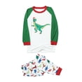 thumbnail image 1 of Tenue d'Intérieur à Imprimé Dinosaure, Tenue Parent-Enfant, Ensemble à Col Rond à Manches Longues, Pyjama Familial à Carreaux Rouge et Noir avec Pantalon, 1 of 1