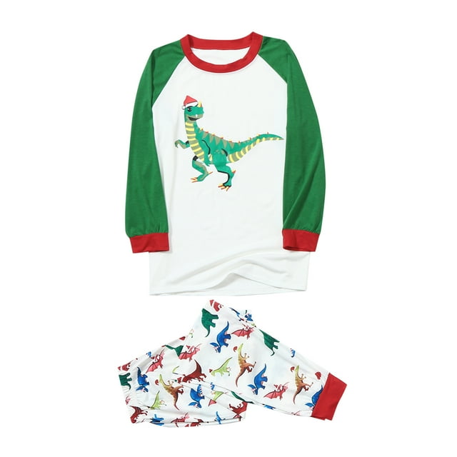 Tenue d'Intérieur à Imprimé Dinosaure, Tenue Parent-Enfant, Ensemble à Col Rond à Manches Longues, Pyjama Familial à Carreaux Rouge et Noir avec Pantalon