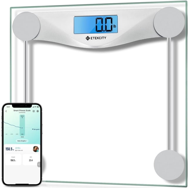 Báscula de baño Etekcity con pantalla LCD digital Bluetooth de 180 kg