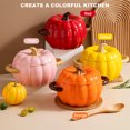thumbnail image 6 of Dutch Oven Pot with Lid, Pumpkin Pottery Dessert Saucepan, Mini Baking Dish Cute Pumpkin Bowl, Covered Dutch Oven Ceramic Stockpot, Pumpkin-Shaped Casserole, 6 of 7