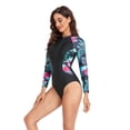 thumbnail image 4 of Melyum Womens Athletic Rash Guard One Piece Swimsuits Tummy Control Swimwear Zip Long Sleeve Surfing Bathing Suits, 4 of 6