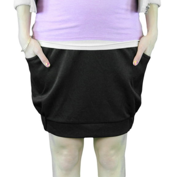 9 FASHION Maternity Osea Black Wide Pleated Satin Finish Skirt Sz S