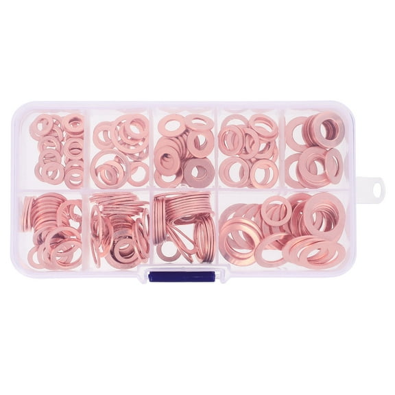EXHUMKY 1Set Flat Copper Crush Washer Set Oil Drain Plug Gasket Assortment for Reliable Sealing