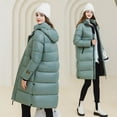 thumbnail image 2 of Women's Fashionable Long Sleeve Solid Color Hooded Down Jacket Winter Warm Insulated Outerwear Coat for Cold Weather, 2 of 8