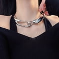 thumbnail image 5 of Collar con hebilla de anillo grueso tridimensional con bisagra de estilo de metal de industria pesada, collar de alta calidad para hombres y mujeres, 5 of 5