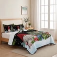 thumbnail image 5 of Quilts Twin Size Bedding Set, Red Gnomes Christmas Lightweight Quilted Comforter, Xmas Tree Elk Snowflake Balls Soft Reversible Bedspread Coverlet with Pillow Covers for All Season, 68" x 86", 5 of 9