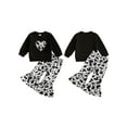 thumbnail image 2 of Toddler Kids Little Girls 2PCS Fall Clothing Sets 6 12 18 24 Months 2T 3T 4T Long Sleeve O Neck Tops Leopard Print Flared Pants Clothing Set, 2 of 9