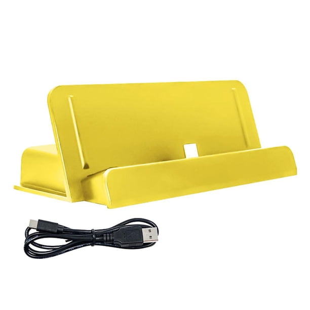 Cuna de de sincronización de datos USB 2 en 1 para conso NS Switch Lite Amarillo perfke Escritorio Dock