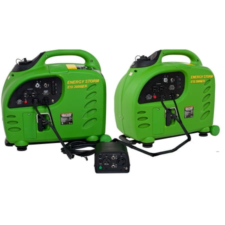 Double Power with Package of 2 - ESi2000iER Energy Storm Remote Start/Stop Gasoline Powered Inverter Generators with Parallel Connection System included 50 State and Canada Sales Compliant