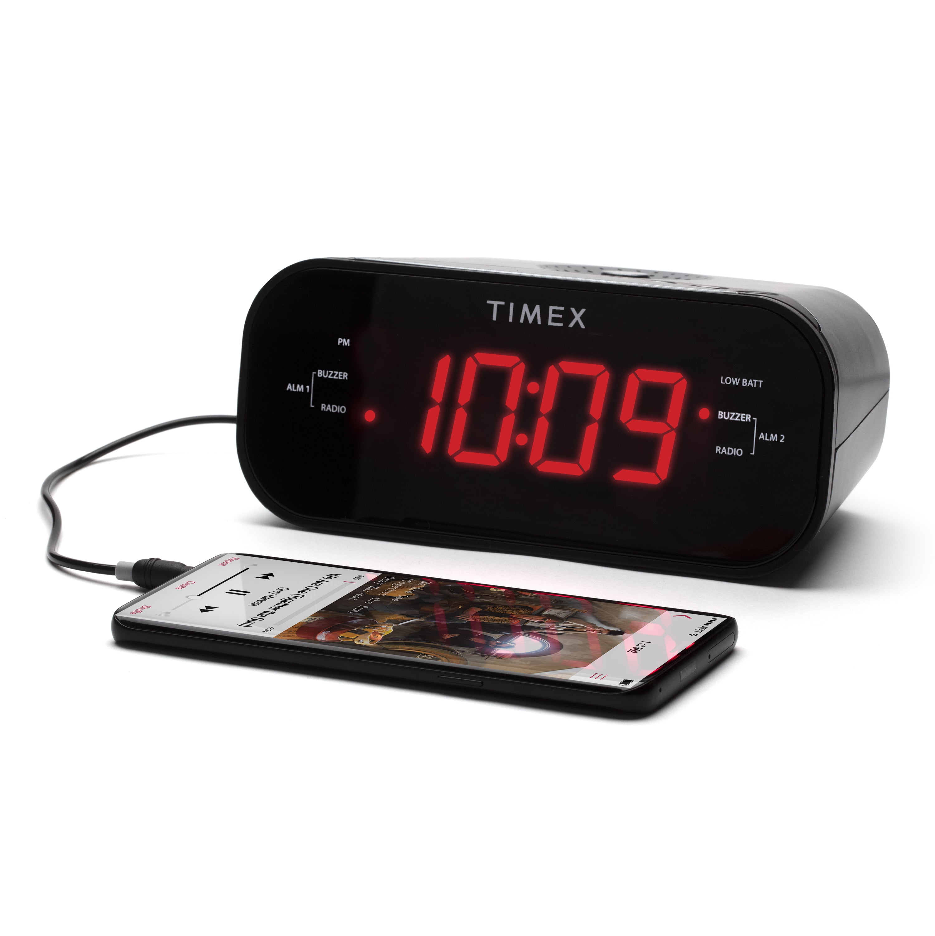 FM Radio 6’’ digital LED Time Alarm Clock Radio with Audio Bluetooth Speaker 