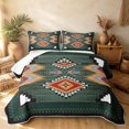thumbnail image 2 of Erosebridal Boho Aztec Twin Quilt Set, Vintage Rhombus Twin Coverlet Set, Sage Rust Mustard Turquoise 2 Pieces, 1 Bedspread and 1 Pillowcase, 2 of 7