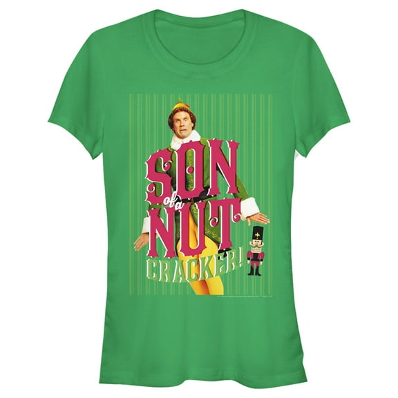 Junior's Elf Buddy Son of a Nutcracker  Graphic Tee Kelly Green Medium