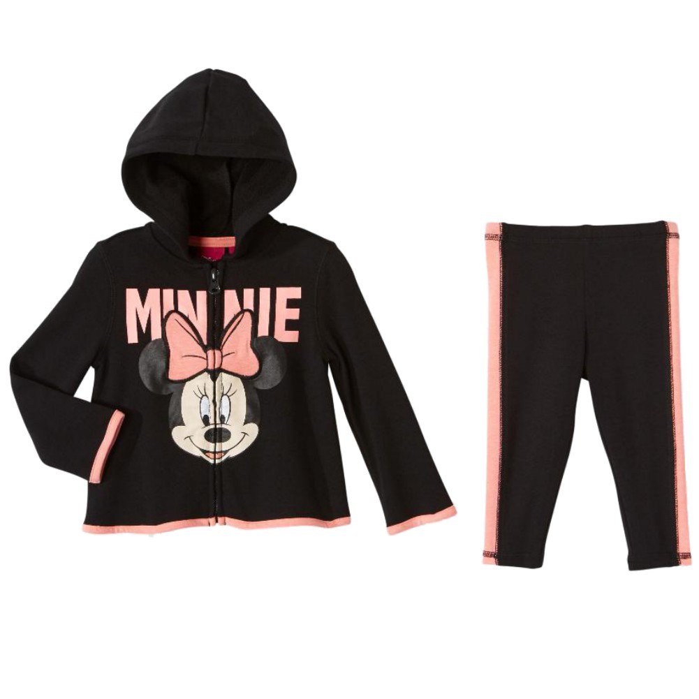 Disney Infant Girls Minnie Mouse Baby Outfit Black Hoodie & Sweat Pants 0-3m