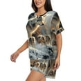 thumbnail image 3 of Womens Pajama Sets With Pocket, Wolf Family Winter Wonderland Lounge Sets Short Sleeve Sleepwear PJ Sets for Women, 3 of 6