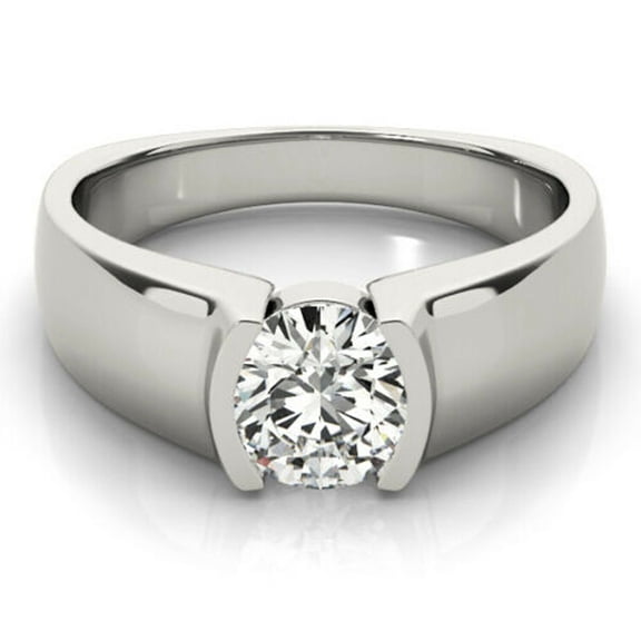 2 CT Round Moissanite Solid Solitaire Engagement Ring for Men & Women 18K White Gold Plated Bridal Wedding Ring 925 Sterling Silver Ring gift for her