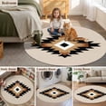thumbnail image 5 of Round Rugs 5Ft, Brown Black Southwestern Round Area Rug Washable Indoor Throw Carpet, Geometric Ethnic Boho Soft Non Slip Circle Rug for Cabinet Bathroom Home Decor Aesthetic, 5 of 8