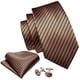 thumbnail image 4 of Orange Brown Silk Mens Tie Hanky Cufflinks Set Gold Coffee Jacquard Designer Necktie For Male Wedding Business Party, 4 of 5